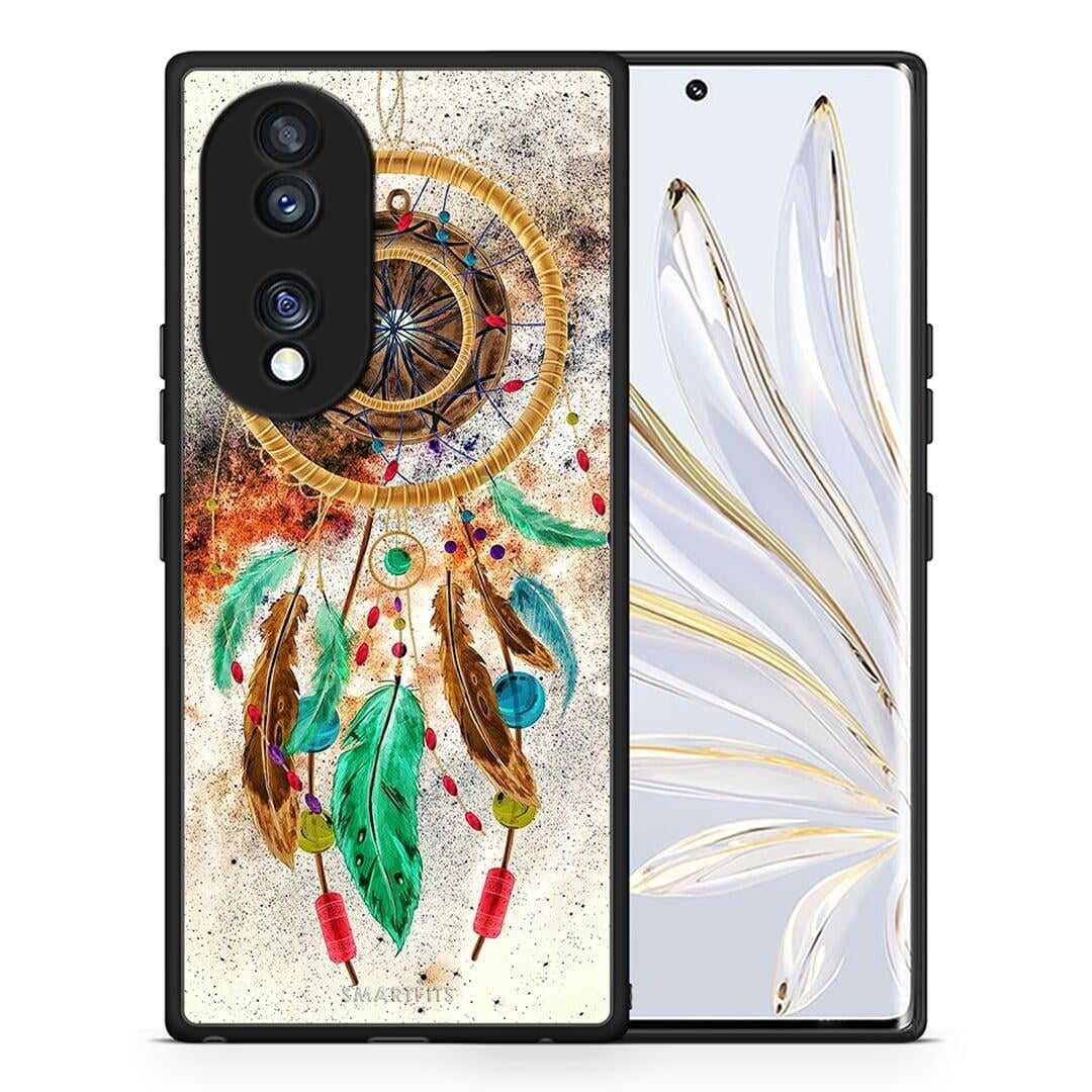 Θήκη Honor 70 5G Boho DreamCatcher από τη Smartfits με σχέδιο στο πίσω μέρος και μαύρο περίβλημα | Honor 70 5G Boho DreamCatcher Case with Colorful Back and Black Bezels