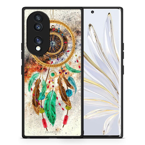 Θήκη Honor 70 5G Boho DreamCatcher από τη Smartfits με σχέδιο στο πίσω μέρος και μαύρο περίβλημα | Honor 70 5G Boho DreamCatcher Case with Colorful Back and Black Bezels