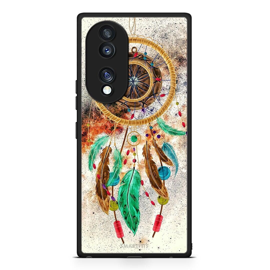 Θήκη Honor 70 5G Boho DreamCatcher από τη Smartfits με σχέδιο στο πίσω μέρος και μαύρο περίβλημα | Honor 70 5G Boho DreamCatcher Case with Colorful Back and Black Bezels
