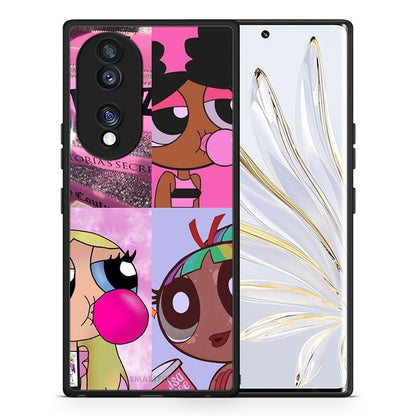 Θήκη Honor 70 5G Bubble Girls από τη Smartfits με σχέδιο στο πίσω μέρος και μαύρο περίβλημα | Honor 70 5G Bubble Girls Case with Colorful Back and Black Bezels