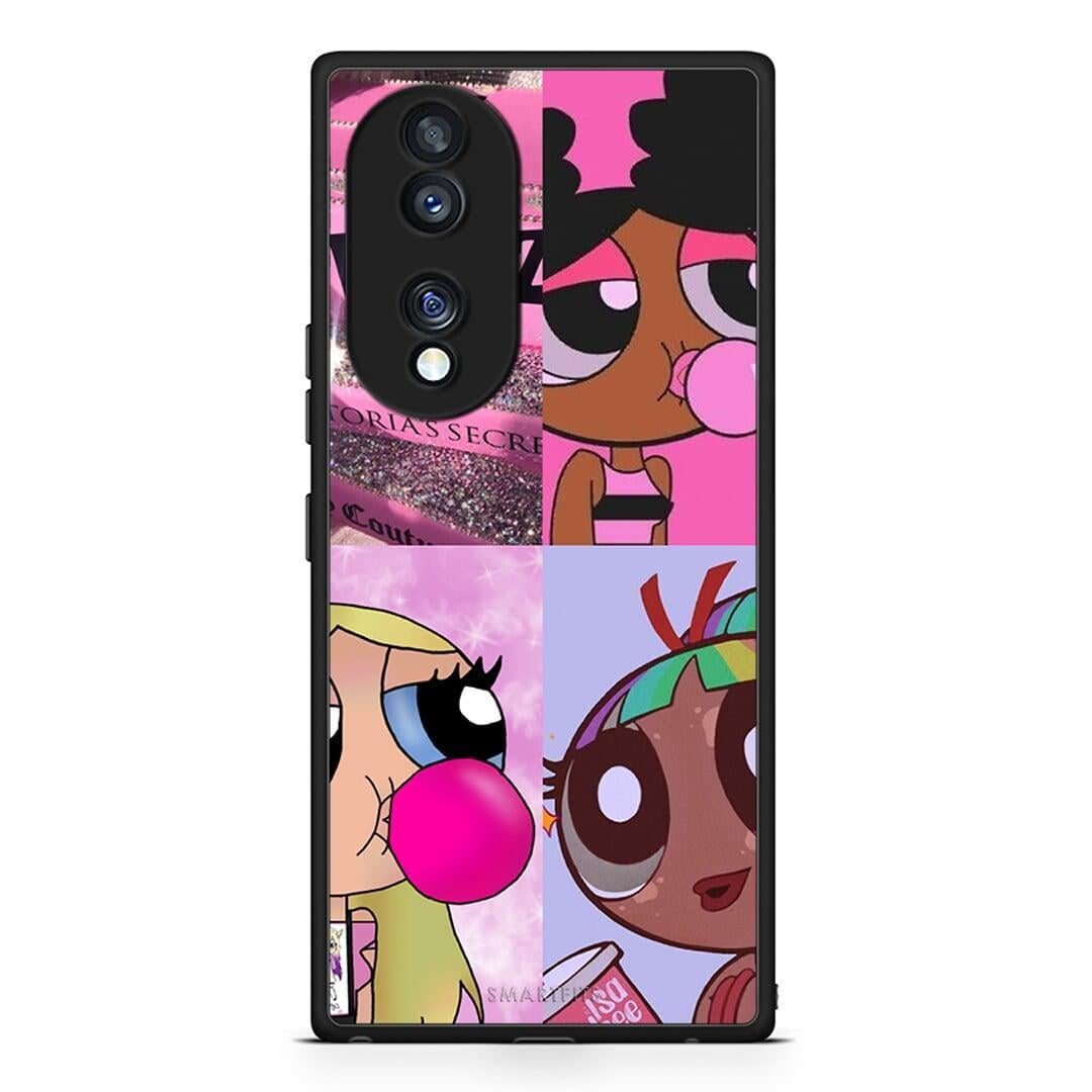 Θήκη Honor 70 5G Bubble Girls από τη Smartfits με σχέδιο στο πίσω μέρος και μαύρο περίβλημα | Honor 70 5G Bubble Girls Case with Colorful Back and Black Bezels