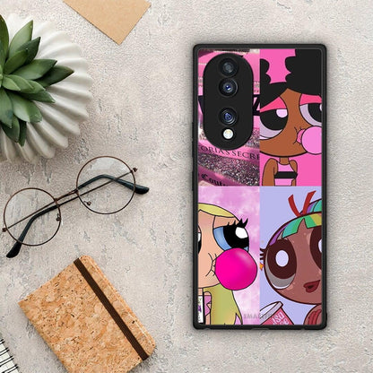 Θήκη Honor 70 5G Bubble Girls από τη Smartfits με σχέδιο στο πίσω μέρος και μαύρο περίβλημα | Honor 70 5G Bubble Girls Case with Colorful Back and Black Bezels