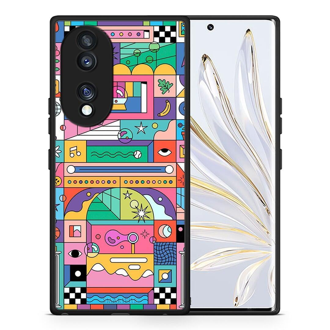 Θήκη Honor 70 5G Bubbles Soap από τη Smartfits με σχέδιο στο πίσω μέρος και μαύρο περίβλημα | Honor 70 5G Bubbles Soap Case with Colorful Back and Black Bezels