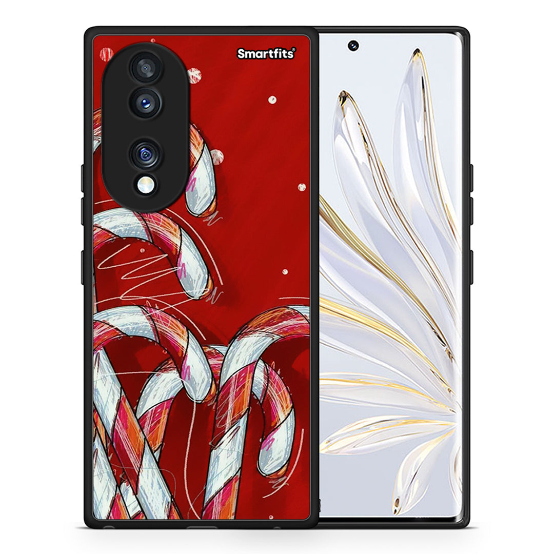Θήκη Honor 70 5G Candy Cane από τη Smartfits με σχέδιο στο πίσω μέρος και μαύρο περίβλημα | Honor 70 5G Candy Cane Case with Colorful Back and Black Bezels
