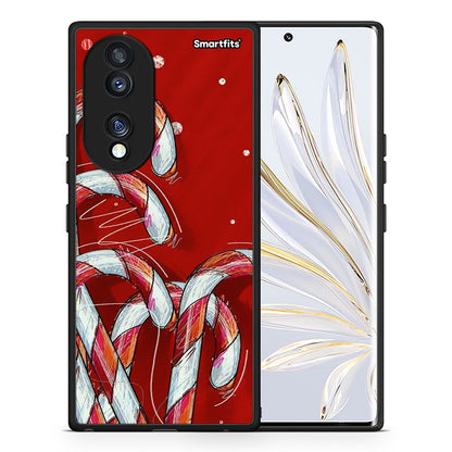 Θήκη Honor 70 5G Candy Cane από τη Smartfits με σχέδιο στο πίσω μέρος και μαύρο περίβλημα | Honor 70 5G Candy Cane Case with Colorful Back and Black Bezels