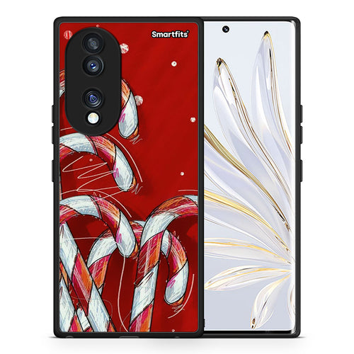 Θήκη Honor 70 5G Candy Cane από τη Smartfits με σχέδιο στο πίσω μέρος και μαύρο περίβλημα | Honor 70 5G Candy Cane Case with Colorful Back and Black Bezels