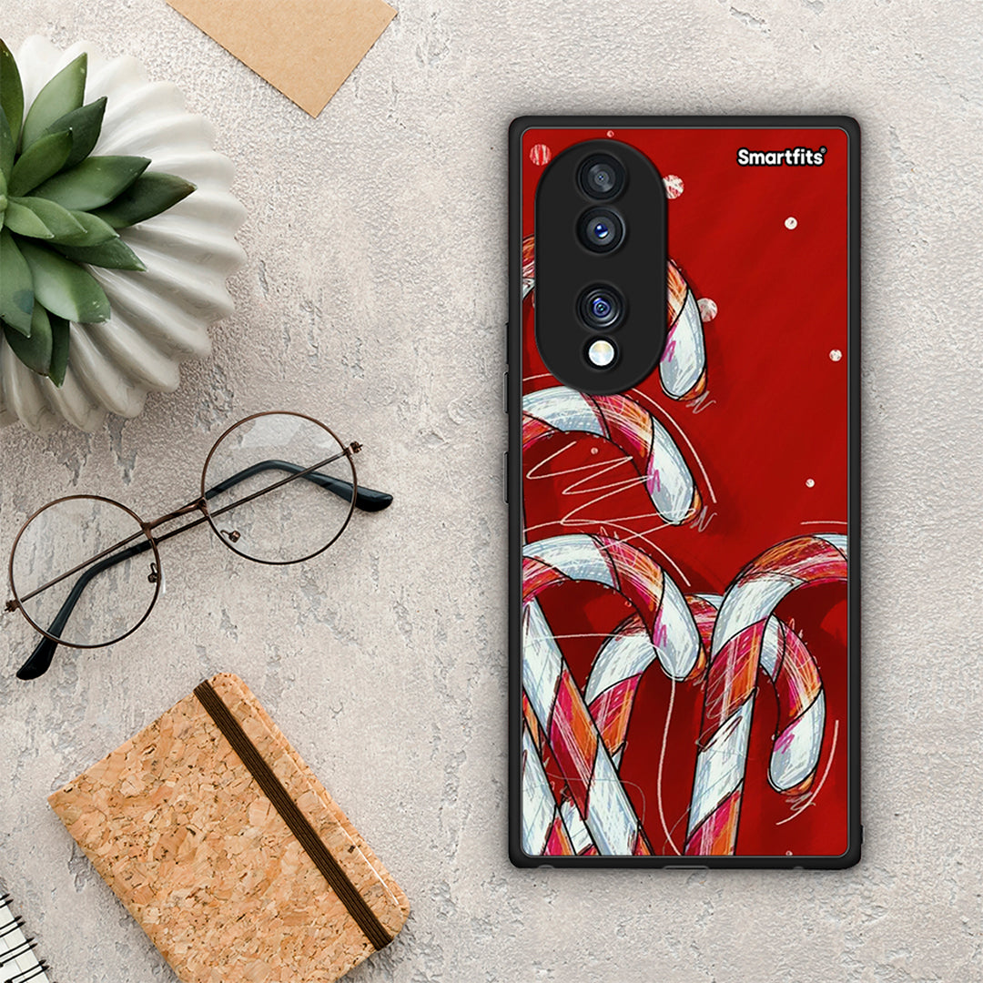 Θήκη Honor 70 5G Candy Cane από τη Smartfits με σχέδιο στο πίσω μέρος και μαύρο περίβλημα | Honor 70 5G Candy Cane Case with Colorful Back and Black Bezels
