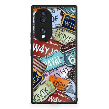 Θήκη Honor 70 5G Car Plates από τη Smartfits με σχέδιο στο πίσω μέρος και μαύρο περίβλημα | Honor 70 5G Car Plates Case with Colorful Back and Black Bezels