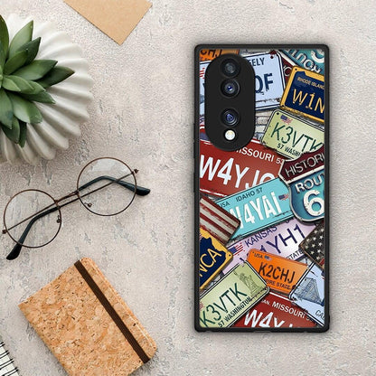 Θήκη Honor 70 5G Car Plates από τη Smartfits με σχέδιο στο πίσω μέρος και μαύρο περίβλημα | Honor 70 5G Car Plates Case with Colorful Back and Black Bezels