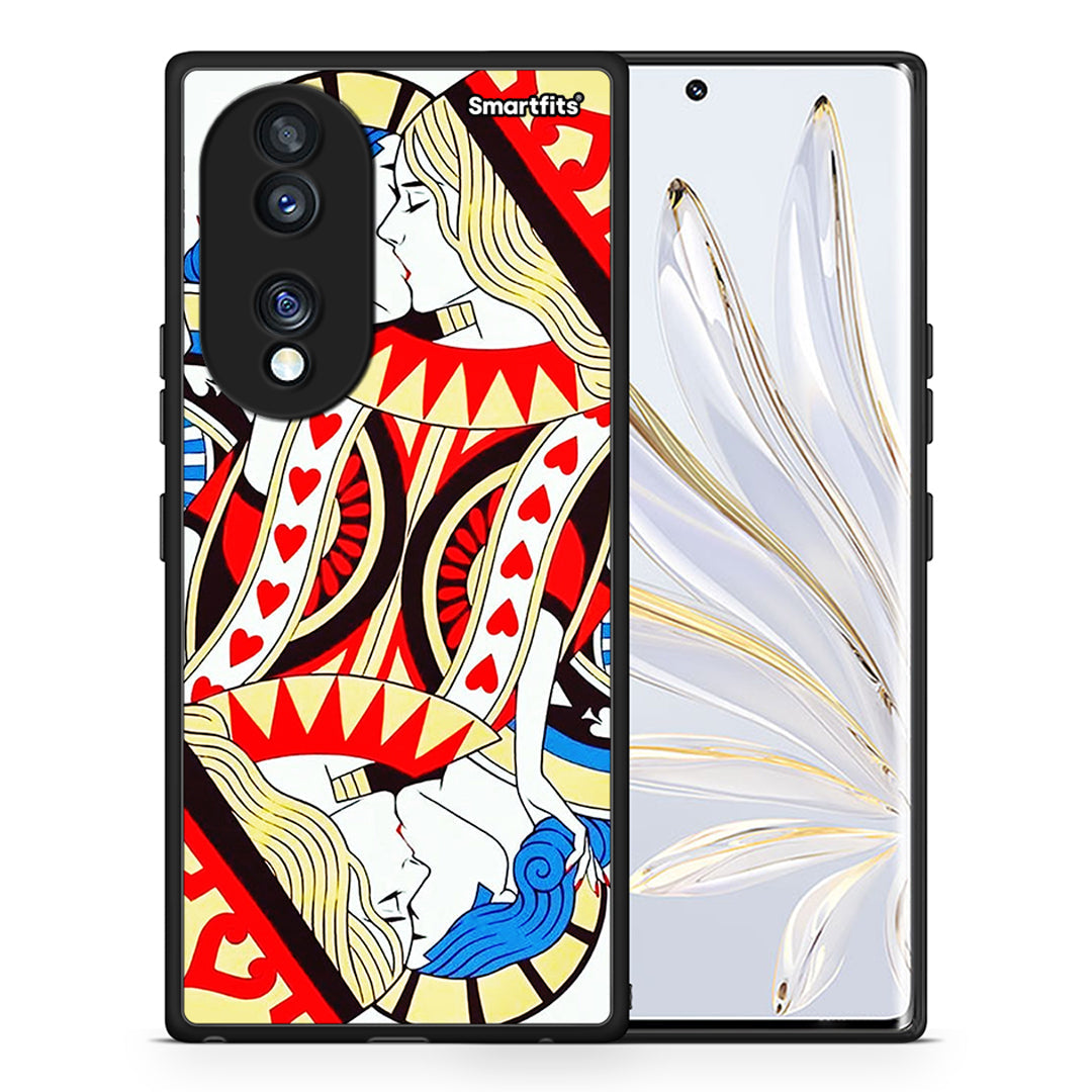 Θήκη Honor 70 5G Card Love από τη Smartfits με σχέδιο στο πίσω μέρος και μαύρο περίβλημα | Honor 70 5G Card Love Case with Colorful Back and Black Bezels