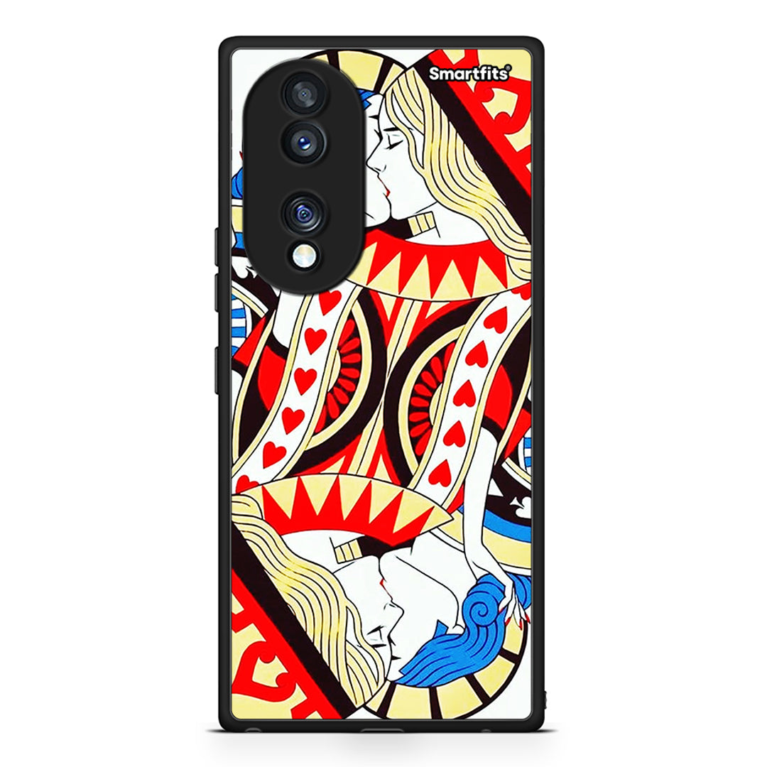 Θήκη Honor 70 5G Card Love από τη Smartfits με σχέδιο στο πίσω μέρος και μαύρο περίβλημα | Honor 70 5G Card Love Case with Colorful Back and Black Bezels