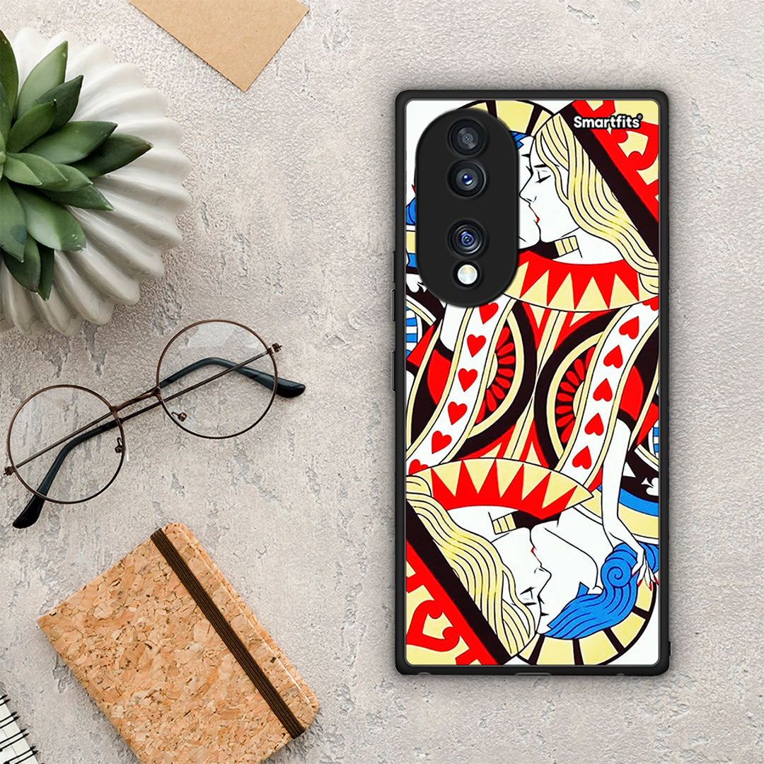 Θήκη Honor 70 5G Card Love από τη Smartfits με σχέδιο στο πίσω μέρος και μαύρο περίβλημα | Honor 70 5G Card Love Case with Colorful Back and Black Bezels