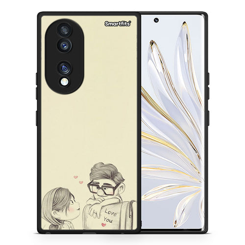 Θήκη Honor 70 5G Carl And Ellie από τη Smartfits με σχέδιο στο πίσω μέρος και μαύρο περίβλημα | Honor 70 5G Carl And Ellie Case with Colorful Back and Black Bezels