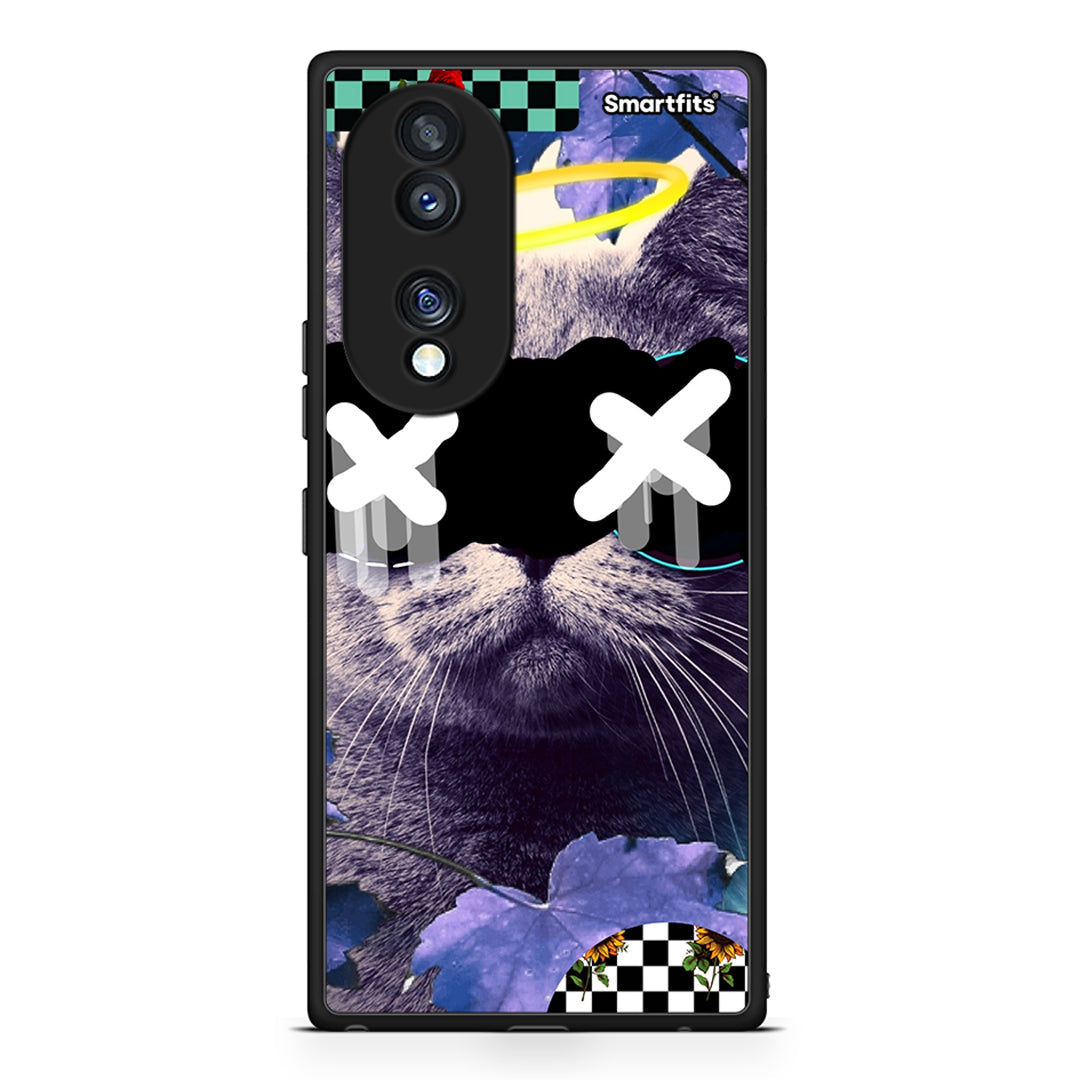 Θήκη Honor 70 5G Cat Collage από τη Smartfits με σχέδιο στο πίσω μέρος και μαύρο περίβλημα | Honor 70 5G Cat Collage Case with Colorful Back and Black Bezels