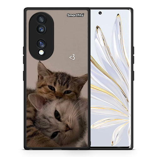 Θήκη Honor 70 5G Cats In Love από τη Smartfits με σχέδιο στο πίσω μέρος και μαύρο περίβλημα | Honor 70 5G Cats In Love Case with Colorful Back and Black Bezels
