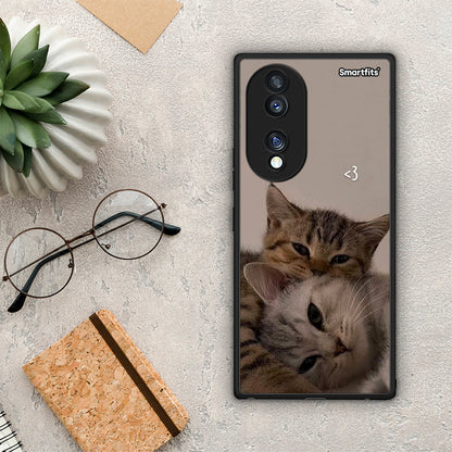 Θήκη Honor 70 5G Cats In Love από τη Smartfits με σχέδιο στο πίσω μέρος και μαύρο περίβλημα | Honor 70 5G Cats In Love Case with Colorful Back and Black Bezels
