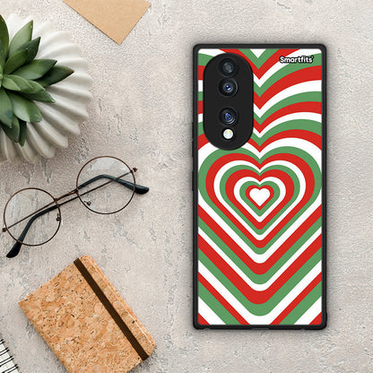 Θήκη Honor 70 5G Christmas Hearts από τη Smartfits με σχέδιο στο πίσω μέρος και μαύρο περίβλημα | Honor 70 5G Christmas Hearts Case with Colorful Back and Black Bezels