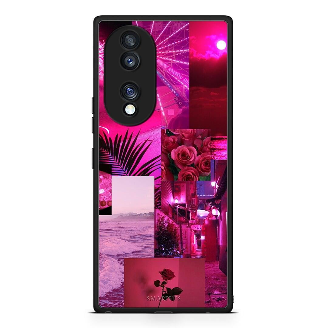 Θήκη Honor 70 5G Collage Red Roses από τη Smartfits με σχέδιο στο πίσω μέρος και μαύρο περίβλημα | Honor 70 5G Collage Red Roses Case with Colorful Back and Black Bezels