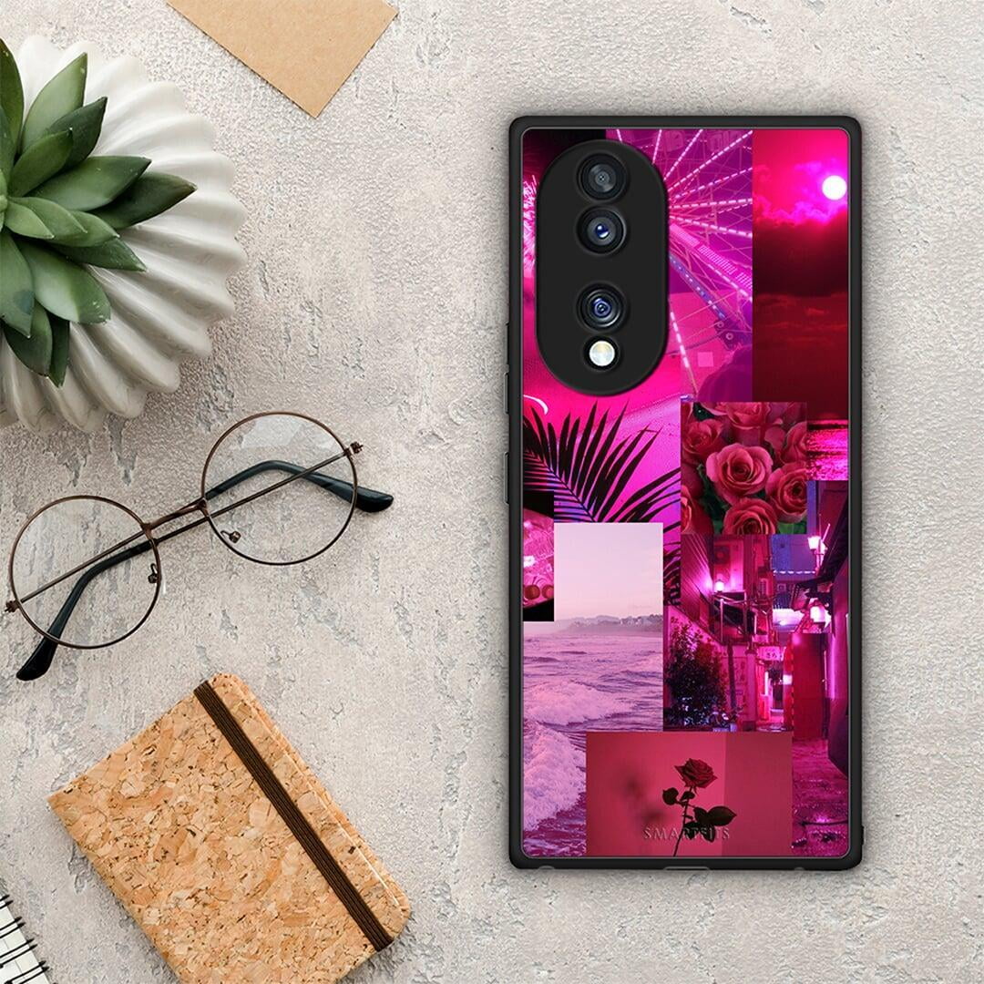 Θήκη Honor 70 5G Collage Red Roses από τη Smartfits με σχέδιο στο πίσω μέρος και μαύρο περίβλημα | Honor 70 5G Collage Red Roses Case with Colorful Back and Black Bezels
