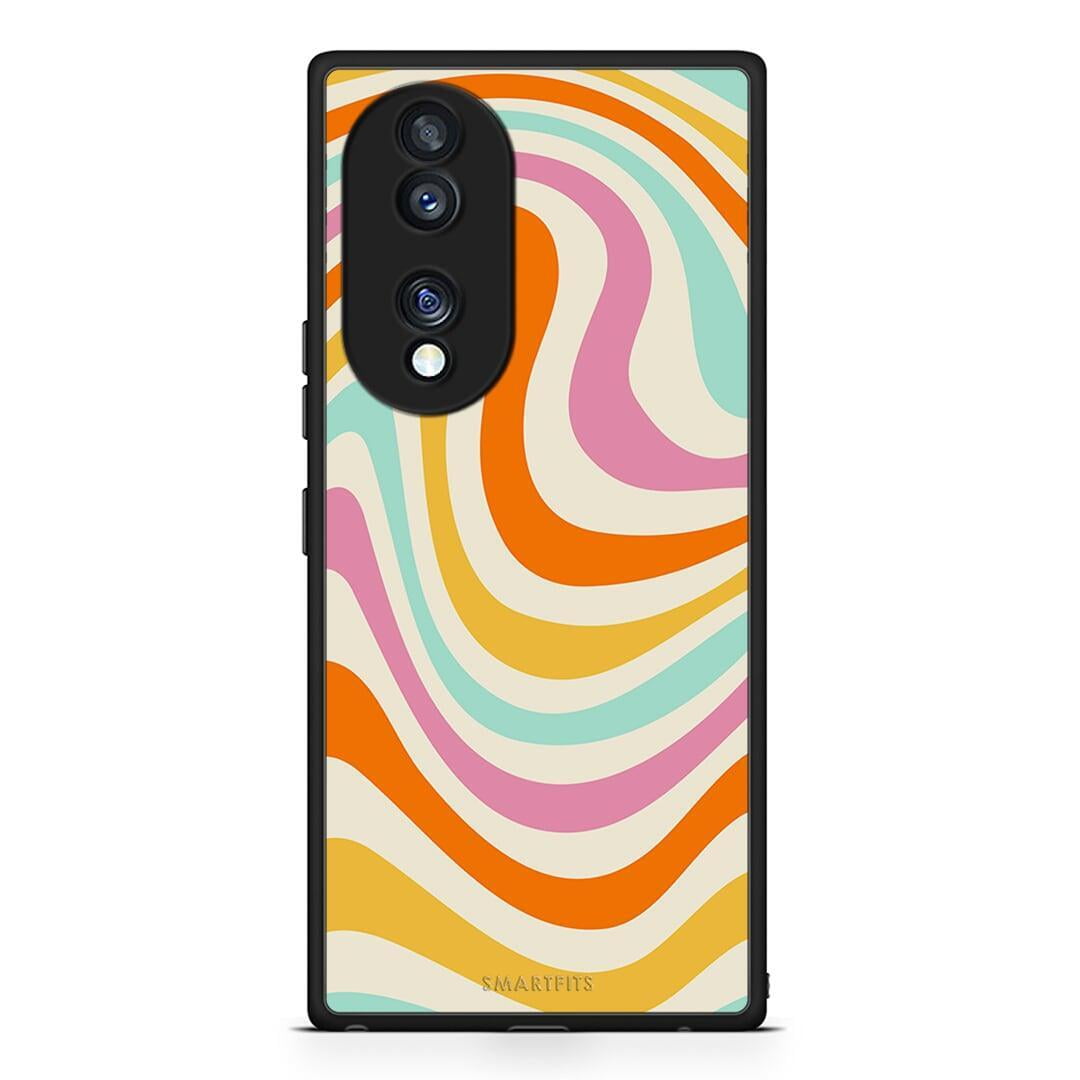 Θήκη Honor 70 5G Colourful Waves από τη Smartfits με σχέδιο στο πίσω μέρος και μαύρο περίβλημα | Honor 70 5G Colourful Waves Case with Colorful Back and Black Bezels