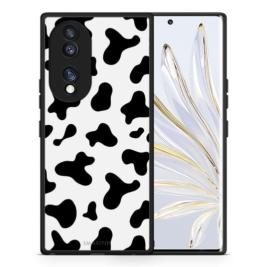 Θήκη Honor 70 5G Cow Print από τη Smartfits με σχέδιο στο πίσω μέρος και μαύρο περίβλημα | Honor 70 5G Cow Print Case with Colorful Back and Black Bezels