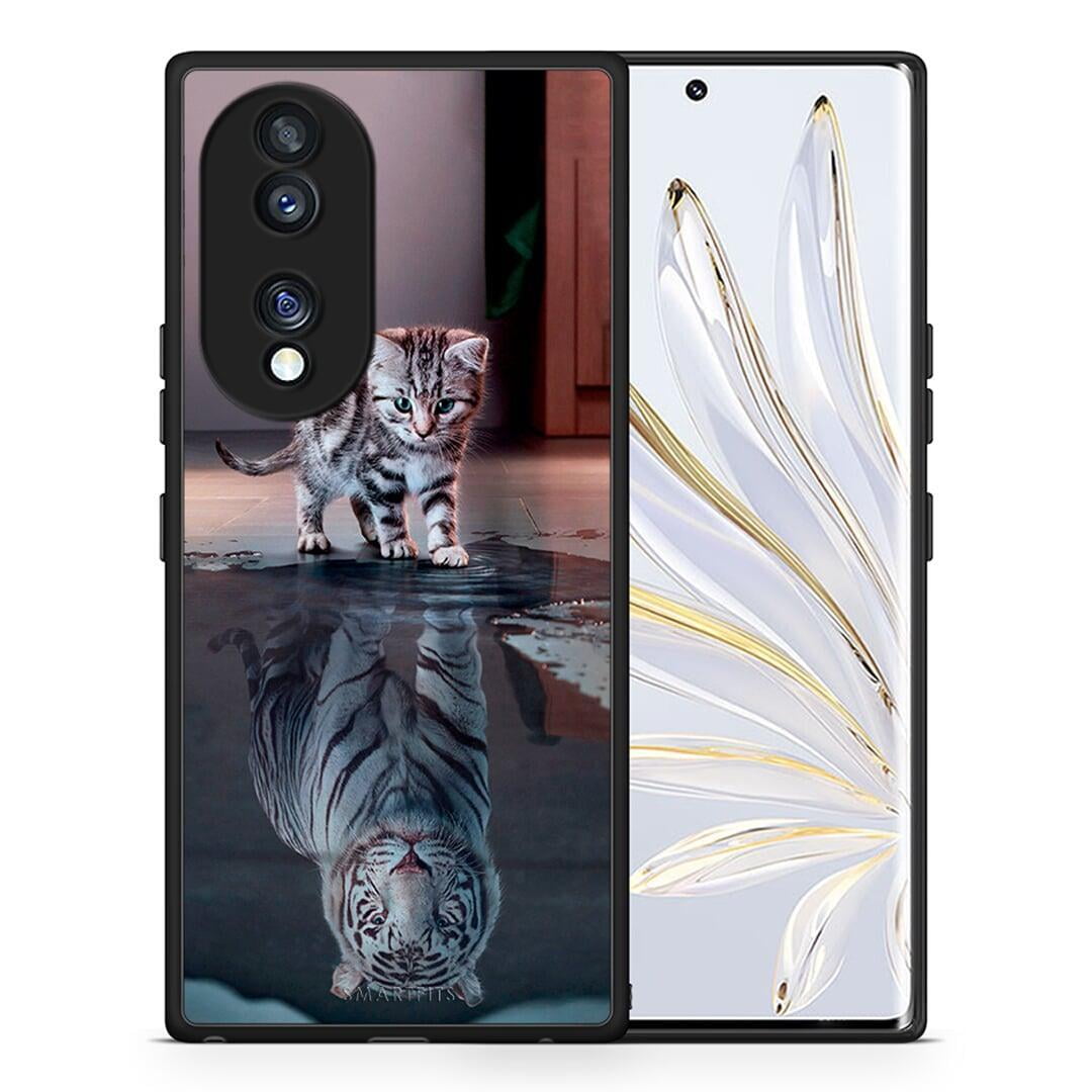 Θήκη Honor 70 5G Cute Tiger από τη Smartfits με σχέδιο στο πίσω μέρος και μαύρο περίβλημα | Honor 70 5G Cute Tiger Case with Colorful Back and Black Bezels