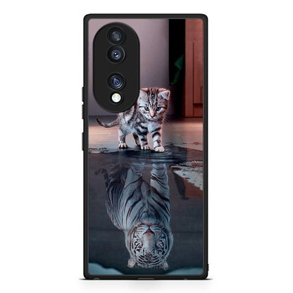 Θήκη Honor 70 5G Cute Tiger από τη Smartfits με σχέδιο στο πίσω μέρος και μαύρο περίβλημα | Honor 70 5G Cute Tiger Case with Colorful Back and Black Bezels