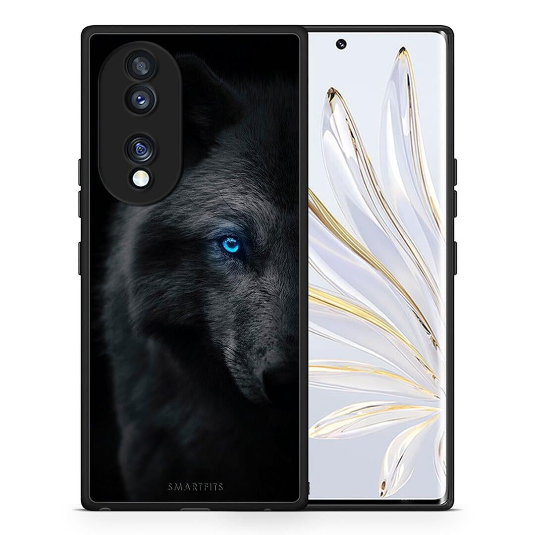 Θήκη Honor 70 5G Dark Wolf από τη Smartfits με σχέδιο στο πίσω μέρος και μαύρο περίβλημα | Honor 70 5G Dark Wolf Case with Colorful Back and Black Bezels