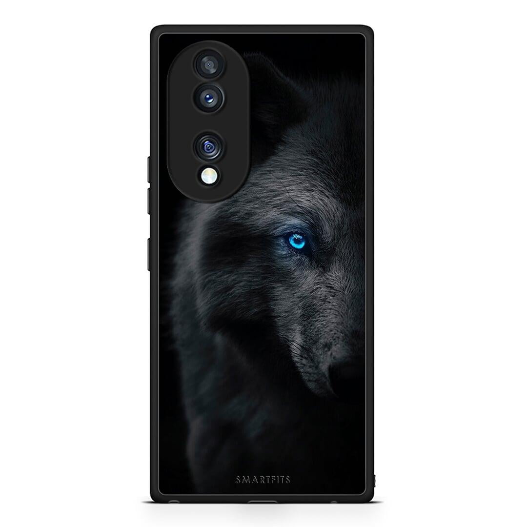 Θήκη Honor 70 5G Dark Wolf από τη Smartfits με σχέδιο στο πίσω μέρος και μαύρο περίβλημα | Honor 70 5G Dark Wolf Case with Colorful Back and Black Bezels