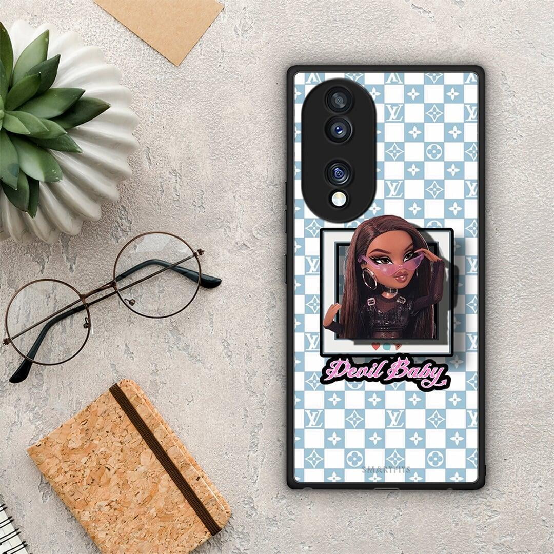 Θήκη Honor 70 5G Devil Baby από τη Smartfits με σχέδιο στο πίσω μέρος και μαύρο περίβλημα | Honor 70 5G Devil Baby Case with Colorful Back and Black Bezels