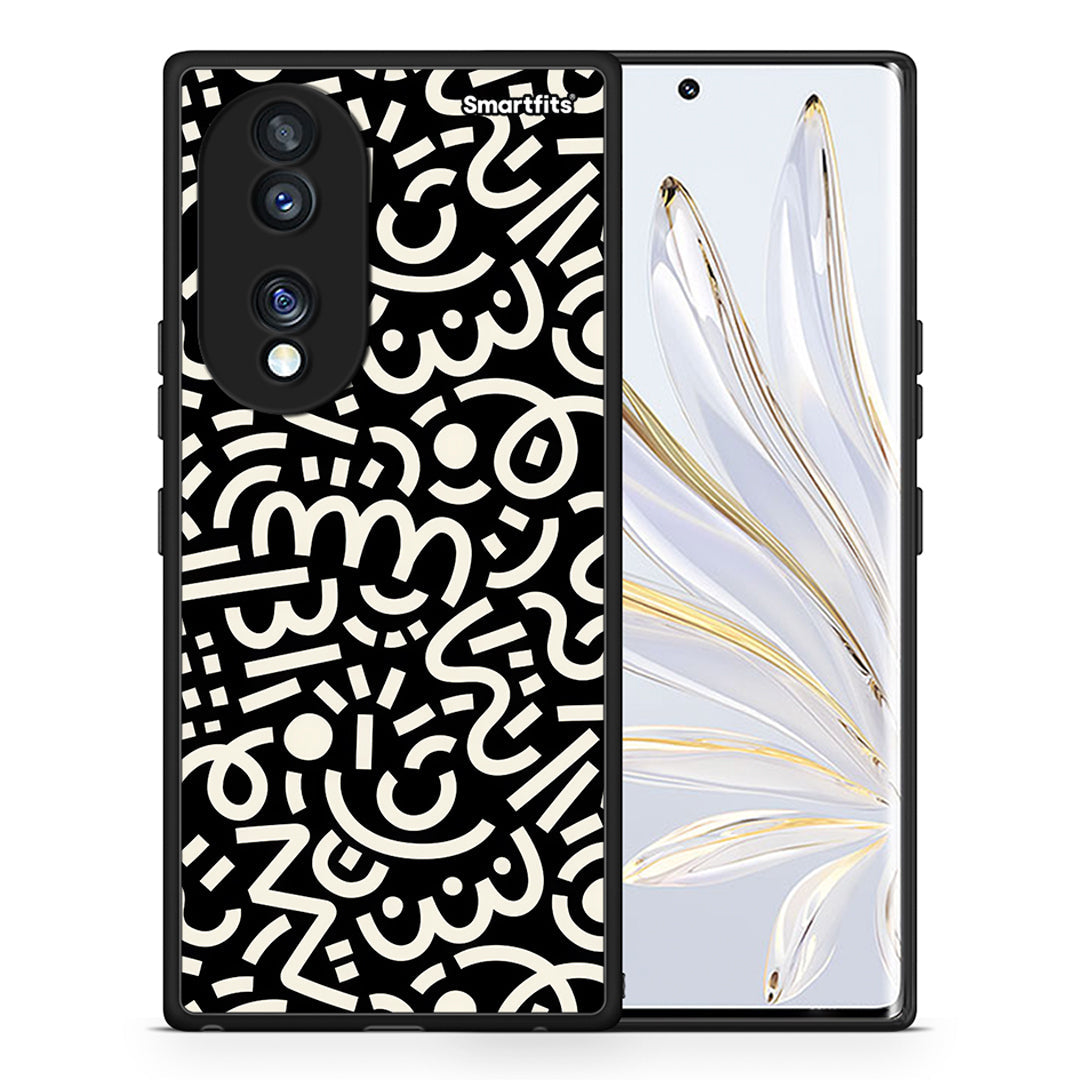 Θήκη Honor 70 5G Doodle Art από τη Smartfits με σχέδιο στο πίσω μέρος και μαύρο περίβλημα | Honor 70 5G Doodle Art Case with Colorful Back and Black Bezels
