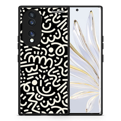 Θήκη Honor 70 5G Doodle Art από τη Smartfits με σχέδιο στο πίσω μέρος και μαύρο περίβλημα | Honor 70 5G Doodle Art Case with Colorful Back and Black Bezels