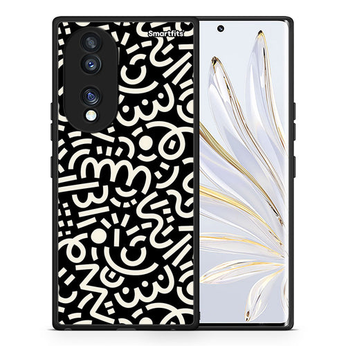 Θήκη Honor 70 5G Doodle Art από τη Smartfits με σχέδιο στο πίσω μέρος και μαύρο περίβλημα | Honor 70 5G Doodle Art Case with Colorful Back and Black Bezels