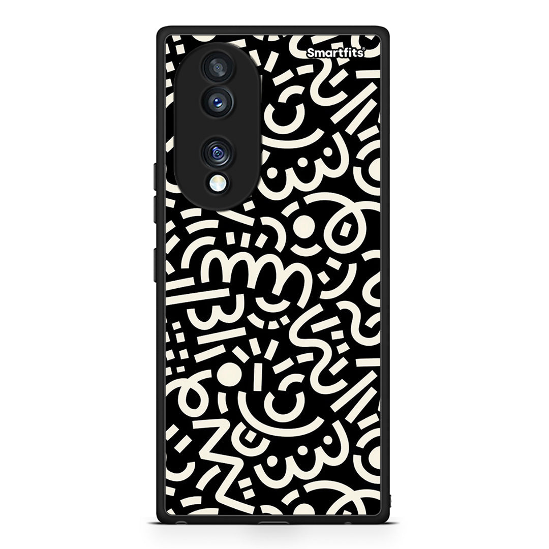 Θήκη Honor 70 5G Doodle Art από τη Smartfits με σχέδιο στο πίσω μέρος και μαύρο περίβλημα | Honor 70 5G Doodle Art Case with Colorful Back and Black Bezels