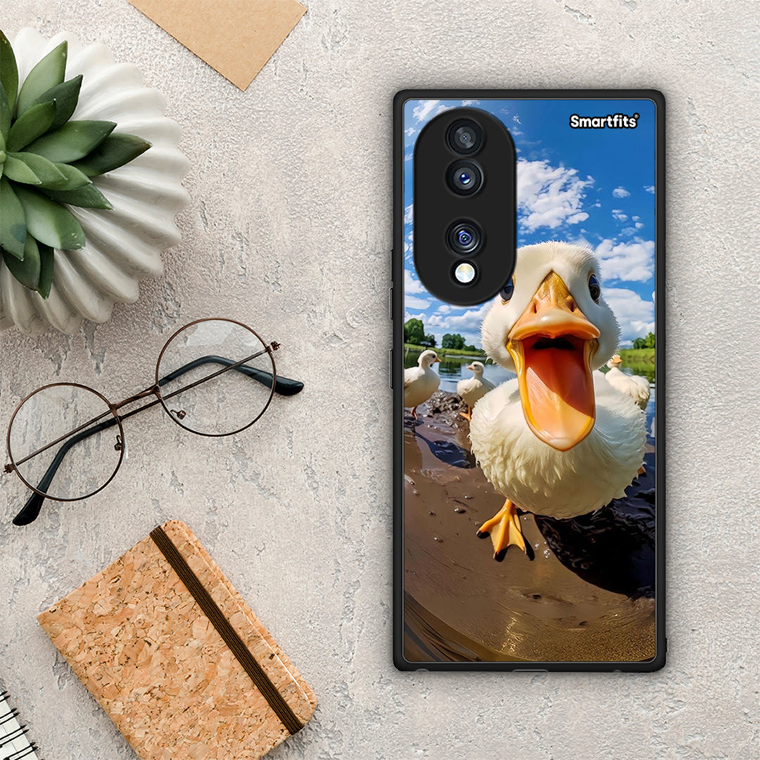 Θήκη Honor 70 5G Duck Face από τη Smartfits με σχέδιο στο πίσω μέρος και μαύρο περίβλημα | Honor 70 5G Duck Face Case with Colorful Back and Black Bezels