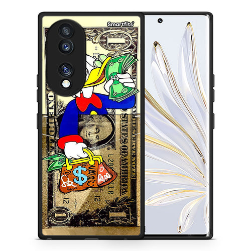 Θήκη Honor 70 5G Duck Money από τη Smartfits με σχέδιο στο πίσω μέρος και μαύρο περίβλημα | Honor 70 5G Duck Money Case with Colorful Back and Black Bezels