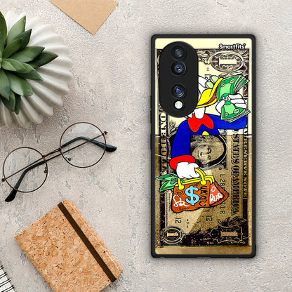 Θήκη Honor 70 5G Duck Money από τη Smartfits με σχέδιο στο πίσω μέρος και μαύρο περίβλημα | Honor 70 5G Duck Money Case with Colorful Back and Black Bezels