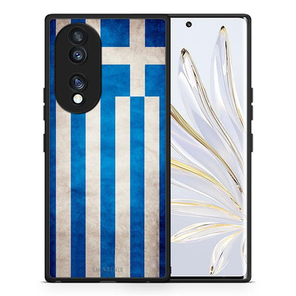 Θήκη Honor 70 5G Flag Greek από τη Smartfits με σχέδιο στο πίσω μέρος και μαύρο περίβλημα | Honor 70 5G Flag Greek Case with Colorful Back and Black Bezels