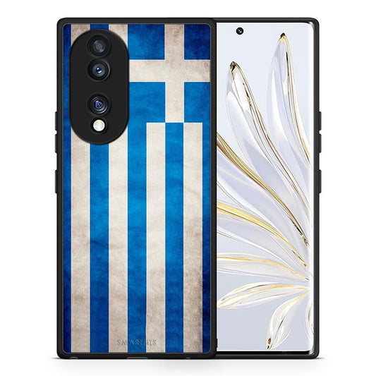 Θήκη Honor 70 5G Flag Greek από τη Smartfits με σχέδιο στο πίσω μέρος και μαύρο περίβλημα | Honor 70 5G Flag Greek Case with Colorful Back and Black Bezels