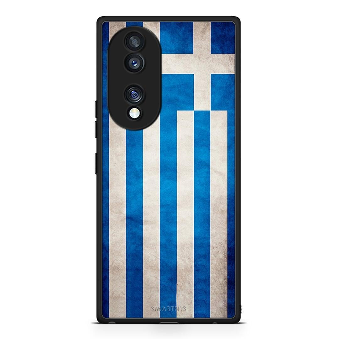 Θήκη Honor 70 5G Flag Greek από τη Smartfits με σχέδιο στο πίσω μέρος και μαύρο περίβλημα | Honor 70 5G Flag Greek Case with Colorful Back and Black Bezels
