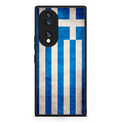 Θήκη Honor 70 5G Flag Greek από τη Smartfits με σχέδιο στο πίσω μέρος και μαύρο περίβλημα | Honor 70 5G Flag Greek Case with Colorful Back and Black Bezels