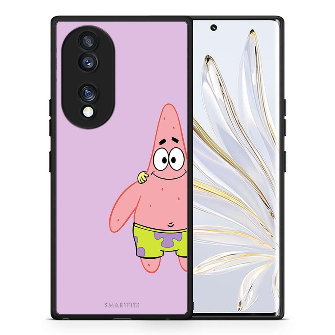 Θήκη Honor 70 5G Friends Patrick από τη Smartfits με σχέδιο στο πίσω μέρος και μαύρο περίβλημα | Honor 70 5G Friends Patrick Case with Colorful Back and Black Bezels