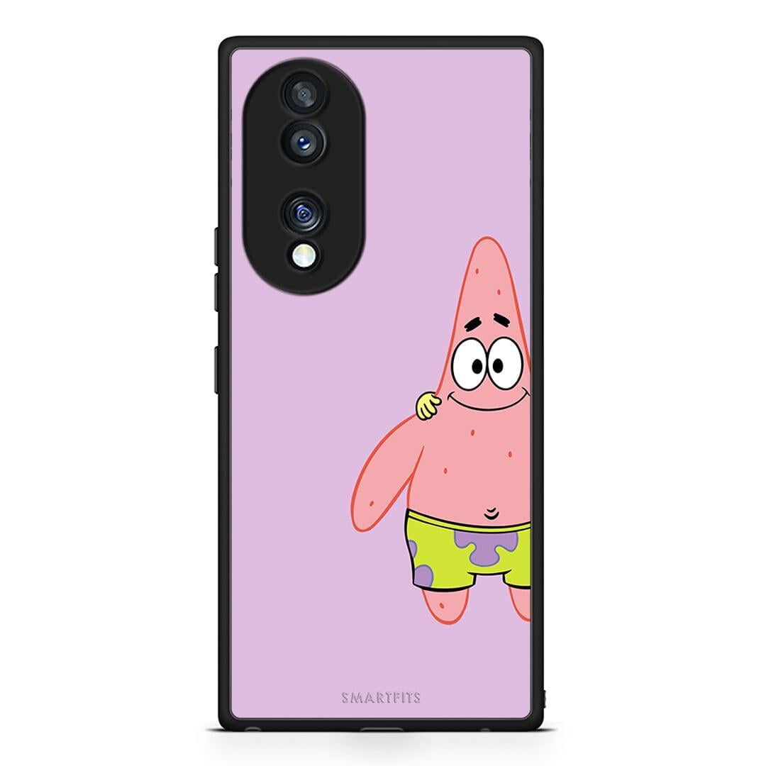 Θήκη Honor 70 5G Friends Patrick από τη Smartfits με σχέδιο στο πίσω μέρος και μαύρο περίβλημα | Honor 70 5G Friends Patrick Case with Colorful Back and Black Bezels