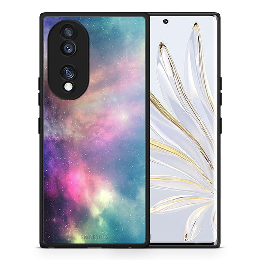 Θήκη Honor 70 5G Galactic Rainbow από τη Smartfits με σχέδιο στο πίσω μέρος και μαύρο περίβλημα | Honor 70 5G Galactic Rainbow Case with Colorful Back and Black Bezels