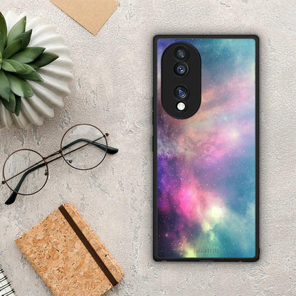 Θήκη Honor 70 5G Galactic Rainbow από τη Smartfits με σχέδιο στο πίσω μέρος και μαύρο περίβλημα | Honor 70 5G Galactic Rainbow Case with Colorful Back and Black Bezels