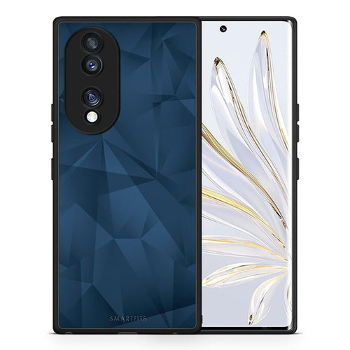 Θήκη Honor 70 5G Geometric Blue Abstract από τη Smartfits με σχέδιο στο πίσω μέρος και μαύρο περίβλημα | Honor 70 5G Geometric Blue Abstract Case with Colorful Back and Black Bezels