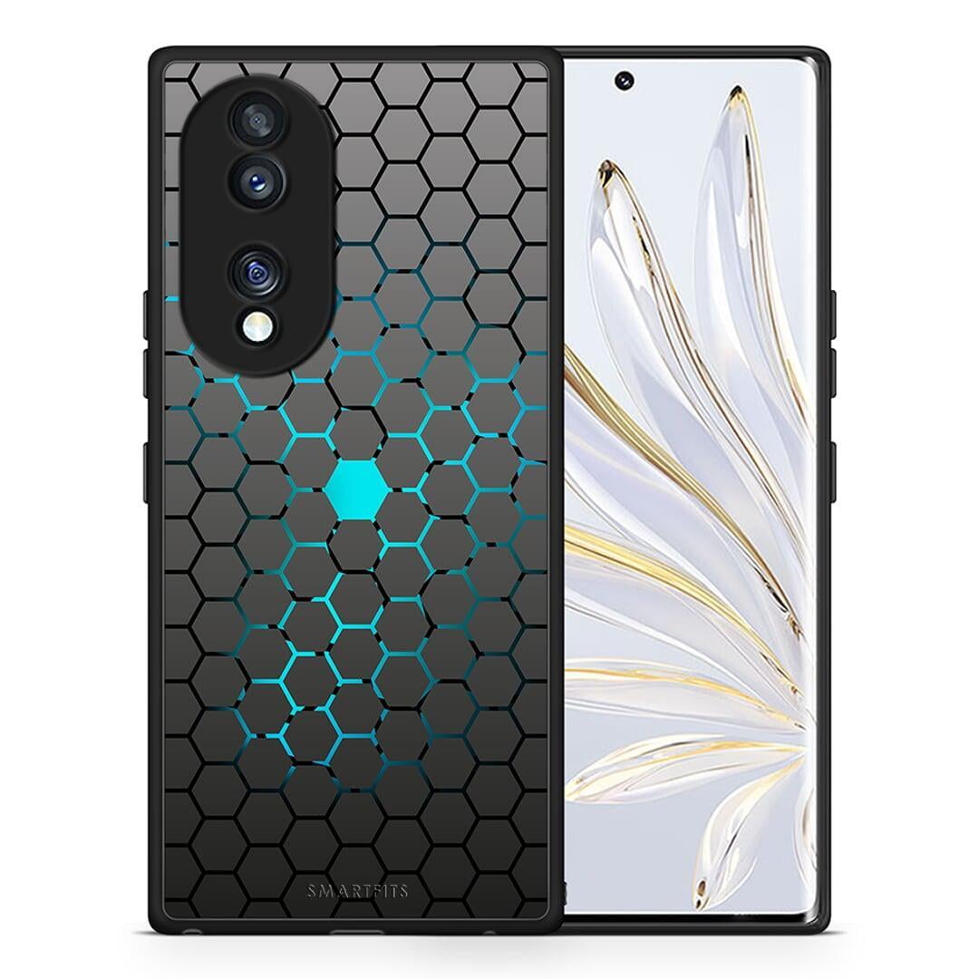 Θήκη Honor 70 5G Geometric Hexagonal από τη Smartfits με σχέδιο στο πίσω μέρος και μαύρο περίβλημα | Honor 70 5G Geometric Hexagonal Case with Colorful Back and Black Bezels