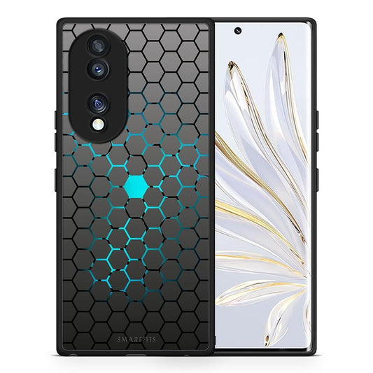 Θήκη Honor 70 5G Geometric Hexagonal από τη Smartfits με σχέδιο στο πίσω μέρος και μαύρο περίβλημα | Honor 70 5G Geometric Hexagonal Case with Colorful Back and Black Bezels