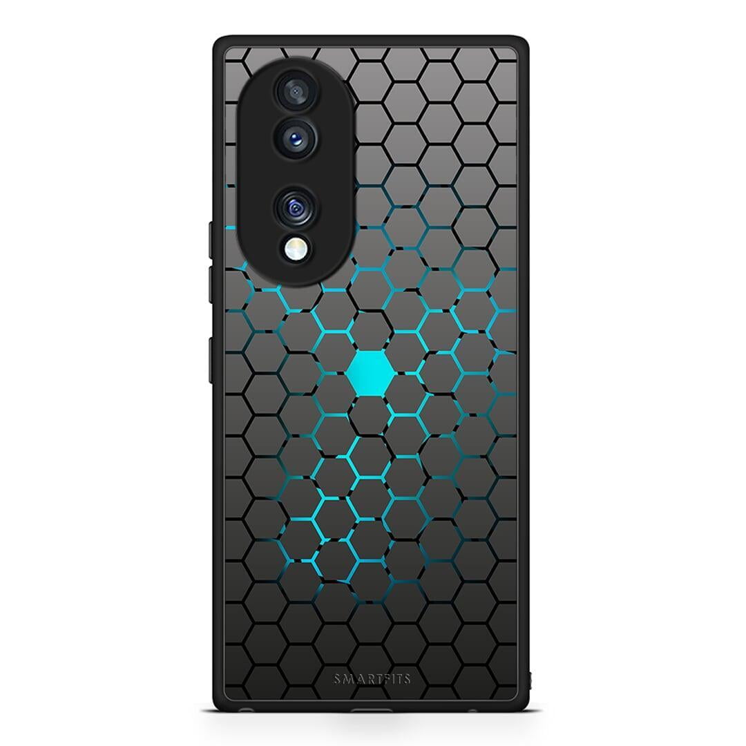 Θήκη Honor 70 5G Geometric Hexagonal από τη Smartfits με σχέδιο στο πίσω μέρος και μαύρο περίβλημα | Honor 70 5G Geometric Hexagonal Case with Colorful Back and Black Bezels