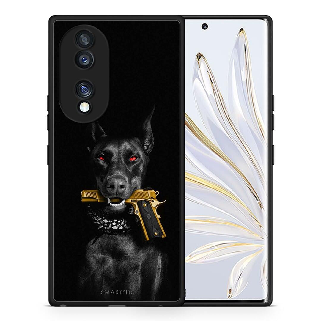 Θήκη Honor 70 5G Golden Gun από τη Smartfits με σχέδιο στο πίσω μέρος και μαύρο περίβλημα | Honor 70 5G Golden Gun Case with Colorful Back and Black Bezels